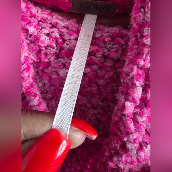 Free People Crop BFF Cowl Neck Sweater Pink Gray Sz S Oversized Slouchy - Picture 5 of 10